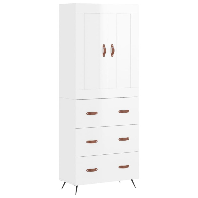 Witrynka biała połysk 69,5x34x180 cm materiał drewnopochodny