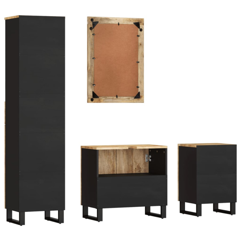 4-cz. zestaw mebli łazienkowych, lite drewno mango