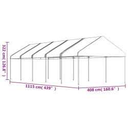 Namiot ogrodowy z dachem, biały, 11,15x4,08x3,22 m, polietylen