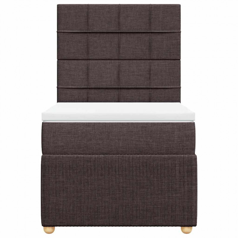 Łóżko kontynentalne z materacem, brązowe, tkanina, 80x200 cm