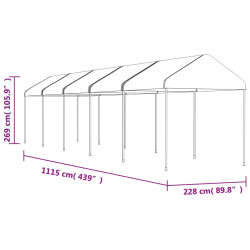 Namiot ogrodowy z dachem, biały, 11,15x2,28x2,69 m, polietylen