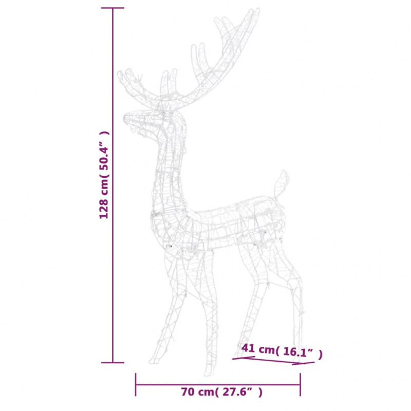 Świąteczny renifer, akrylowy, 140 niebieskich diod LED, 120 cm