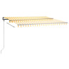 Ręcznie zwijana markiza z LED, 450 x 300 cm, żółto-biała