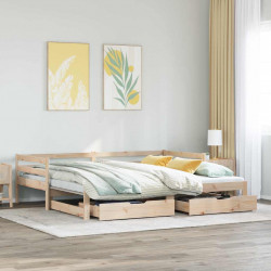 Sofa rozsuwana z szufladami, bez materaca, 80x200 cm