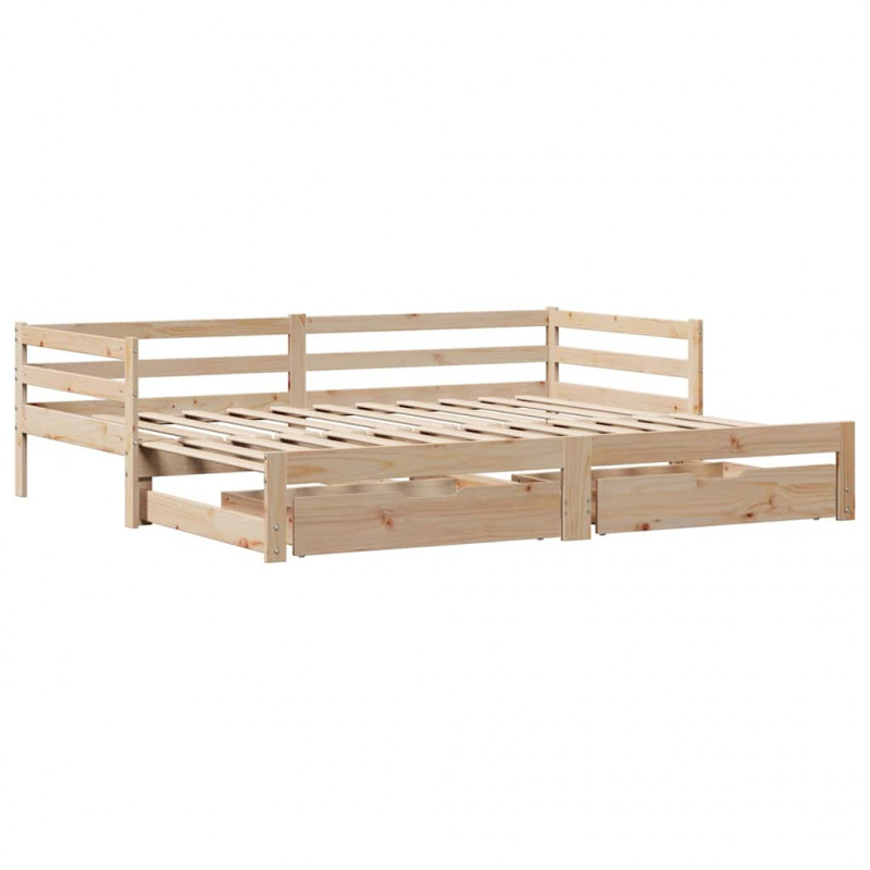 Sofa rozsuwana z szufladami, bez materaca, 80x200 cm