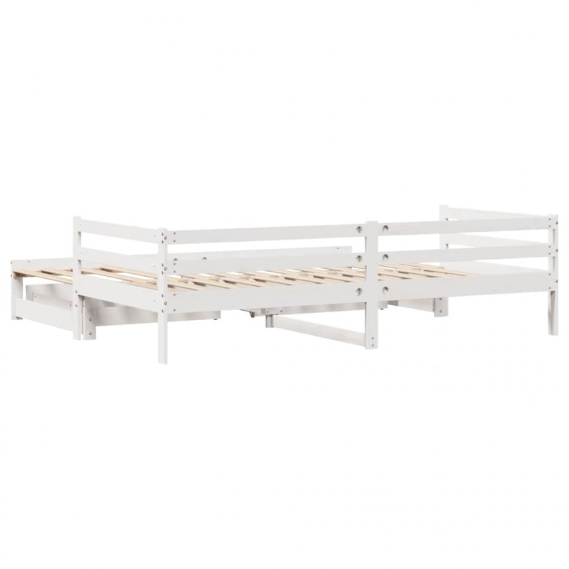 Sofa rozsuwana z szufladami, bez materaca, białe, 80x200 cm