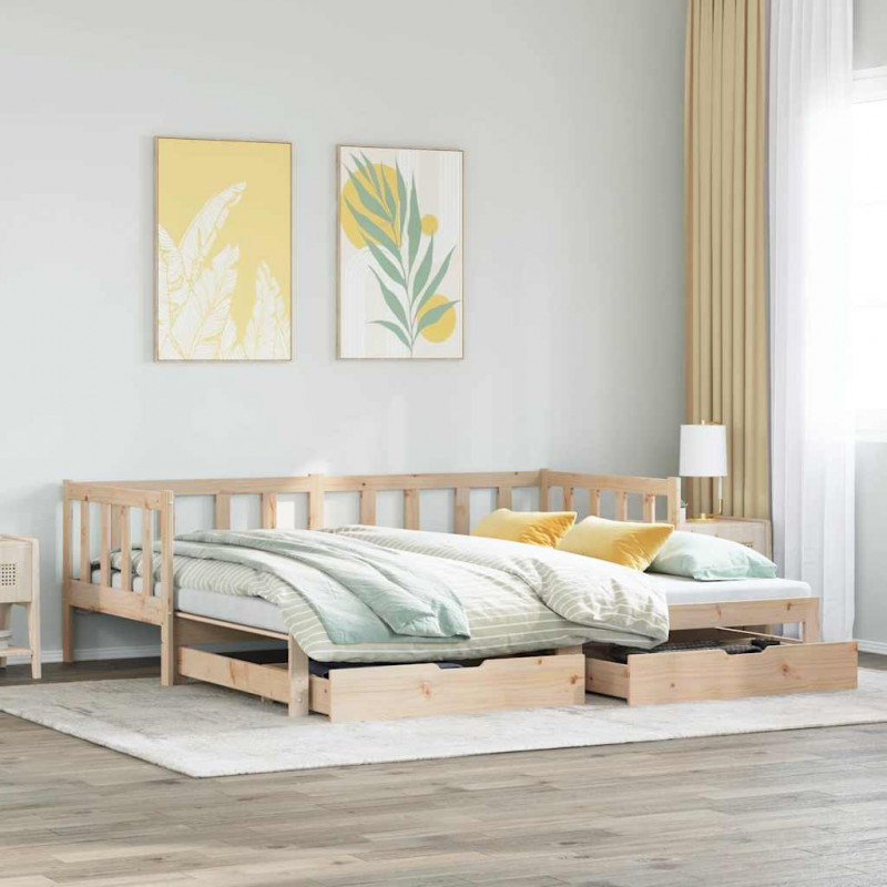 Sofa rozsuwana z szufladami, bez materaca, 80x200 cm