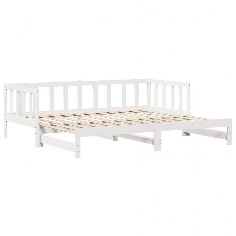 Sofa rozsuwana z szufladami, bez materaca, białe, 90x200 cm