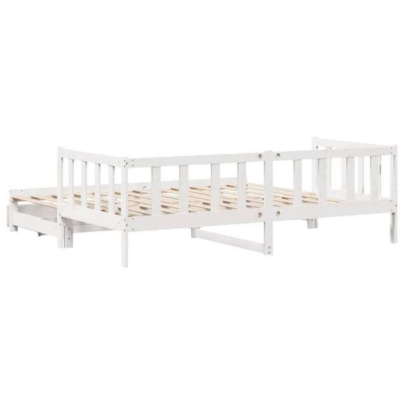 Sofa rozsuwana z szufladami, bez materaca, białe, 90x200 cm