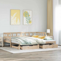 Sofa rozsuwana z szufladami, bez materaca, 80x200 cm