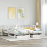 Sofa rozsuwana z szufladami, bez materaca, białe, 90x190 cm