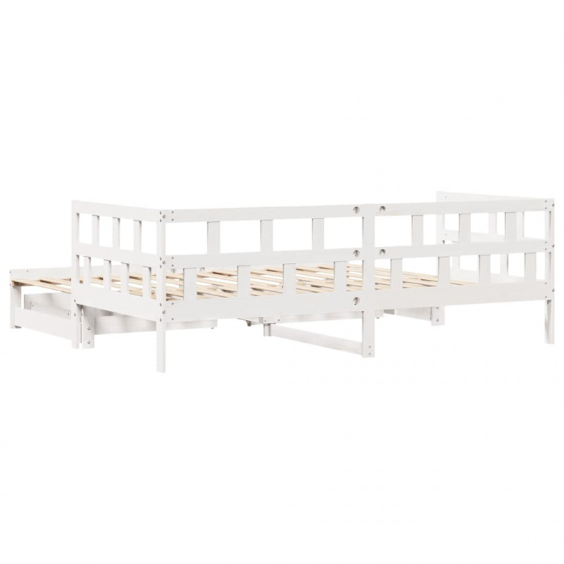 Sofa rozsuwana z szufladami, bez materaca, białe, 90x190 cm