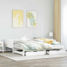 Sofa rozsuwana z szufladami, bez materaca, białe, 90x190 cm