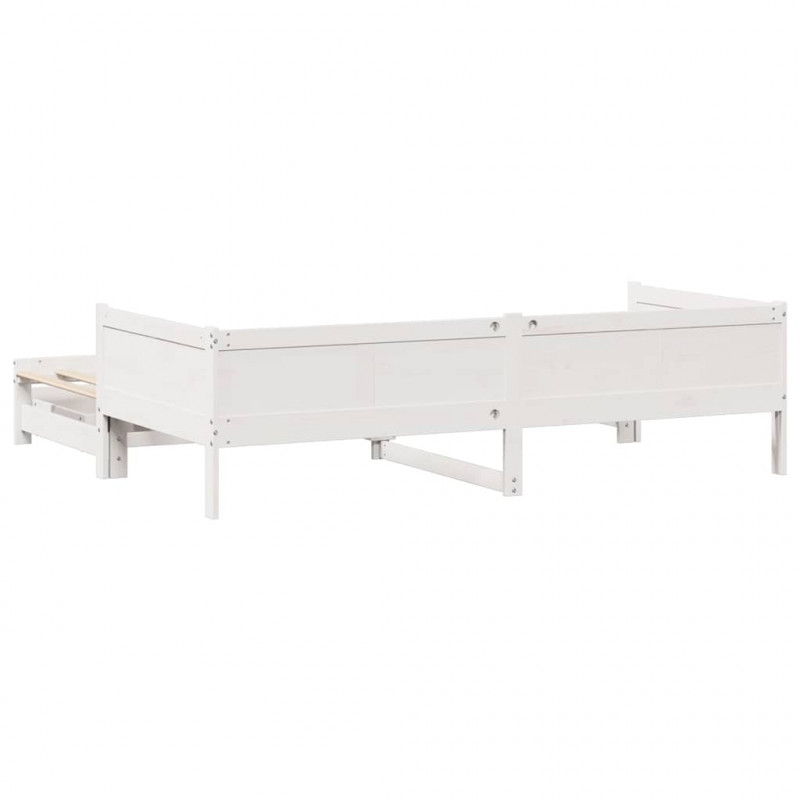 Sofa rozsuwana z szufladami, bez materaca, białe, 90x190 cm