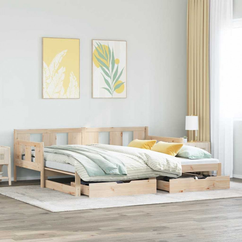 Sofa rozsuwana z szufladami, bez materaca, 90x190 cm