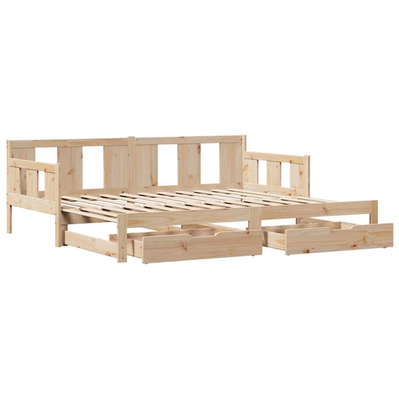 Sofa rozsuwana z szufladami, bez materaca, 90x190 cm