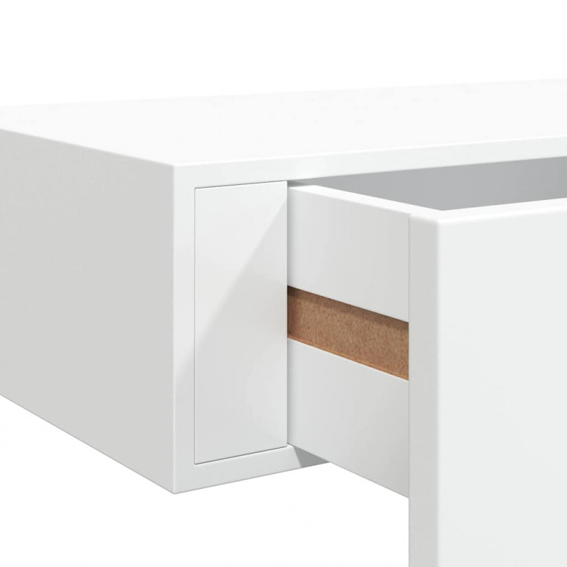 Półka ścienna z szufladą, biała, 40 x 23,5 x 10 cm, MDF