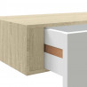 Półka ścienna z szufladą, dąb i biel, 40 x 23,5 x 10 cm, MDF
