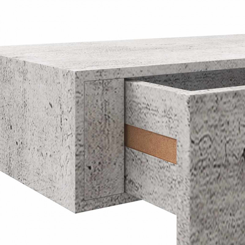 Półka ścienna z szufladą, szarość betonu, 40x23,5x10 cm, MDF