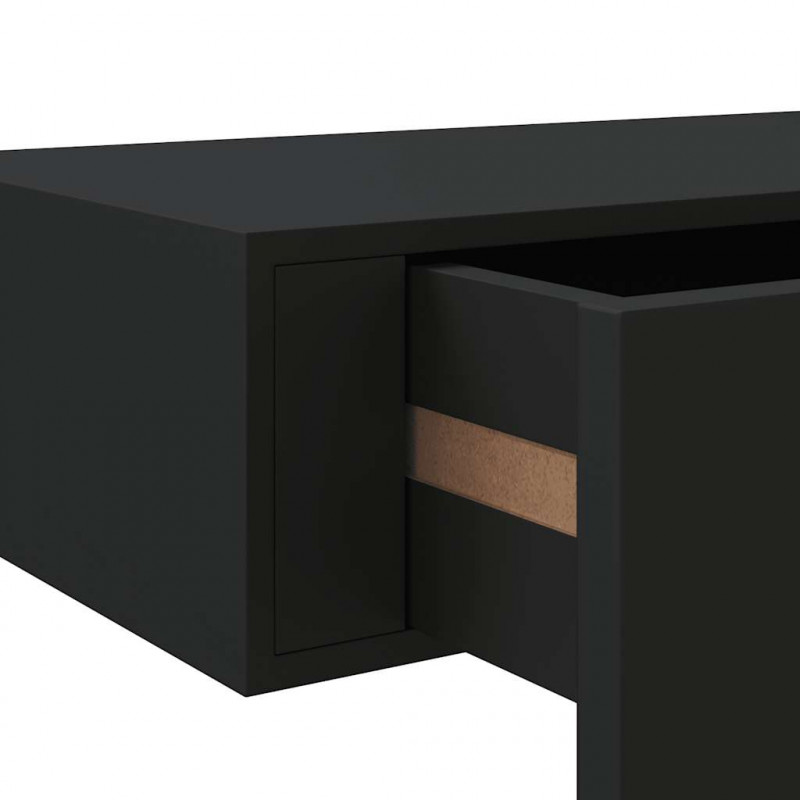 Półki ścienne z szufladą, 2 szt., czarne, 60x23,5x10 cm, MDF