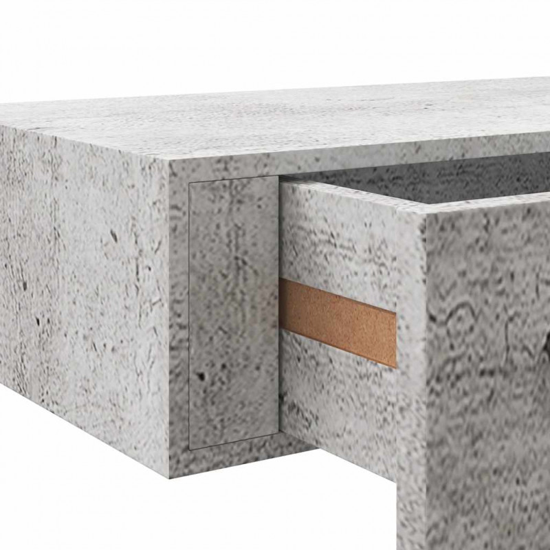 Półka ścienna z szufladą, szarość betonu, 60x23,5x10 cm, MDF