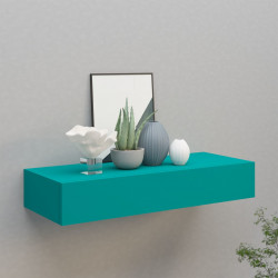 Półka ścienna z szufladą, niebieska, 60 x 23,5 x 10 cm, MDF