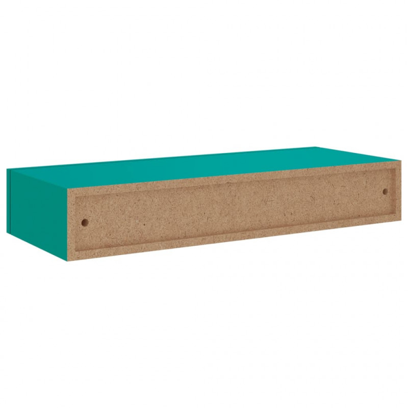 Półka ścienna z szufladą, niebieska, 60 x 23,5 x 10 cm, MDF