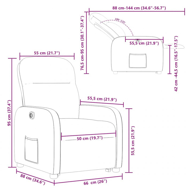 Podnoszony fotel masujący, elektryczny, rozkładany, bordowy