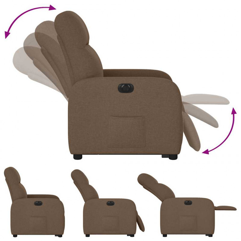 Podnoszony fotel masujący, elektryczny, rozkładany, brązowy