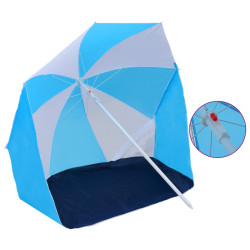 Parasol plażowy, niebiesko-biały, 180 cm, tkanina