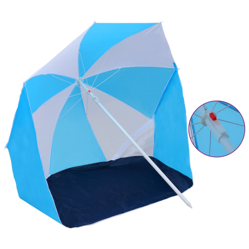 Parasol plażowy, niebiesko-biały, 180 cm, tkanina