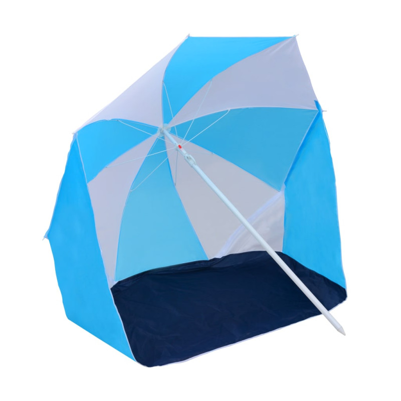 Parasol plażowy, niebiesko-biały, 180 cm, tkanina