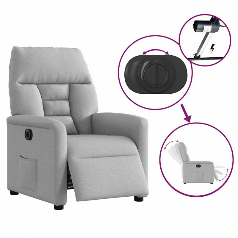 Elektryczny fotel rozkładany Cloud Grey Fabric