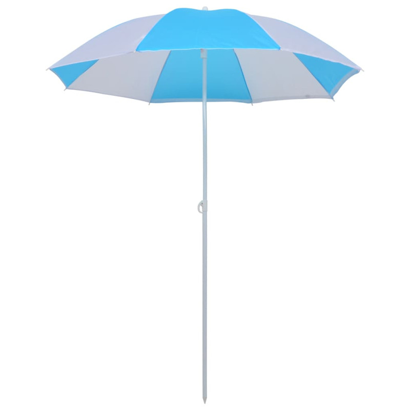 Parasol plażowy, niebiesko-biały, 180 cm, tkanina