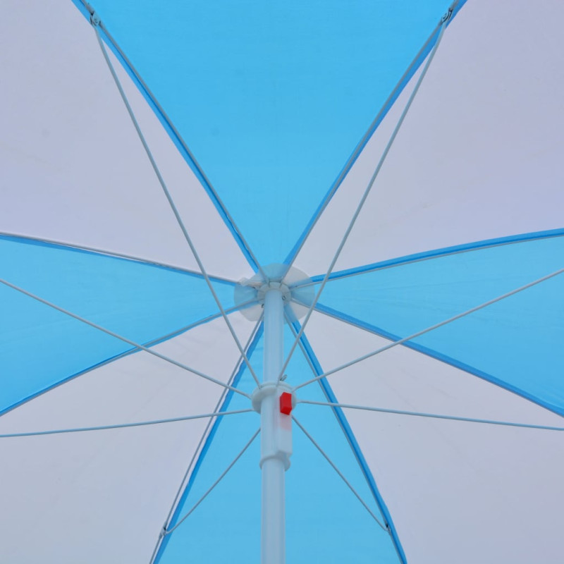 Parasol plażowy, niebiesko-biały, 180 cm, tkanina