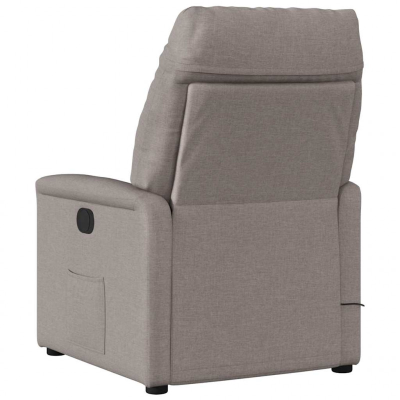 Rozkładany fotel masujący, elektryczny, kolor taupe, tkanina