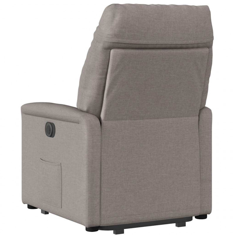 Podnoszony fotel rozkładany, elektryczny, kolor taupe, tkanina