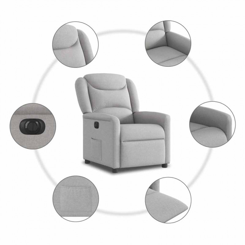 Elektryczny fotel rozkładany Cloud Grey Fabric
