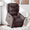 Podnoszony fotel masujący, rozkładany, ciemnobrązowy, tkanina