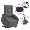 Podnoszony fotel masujący, elektryczny, rozkładany, ciemnoszary