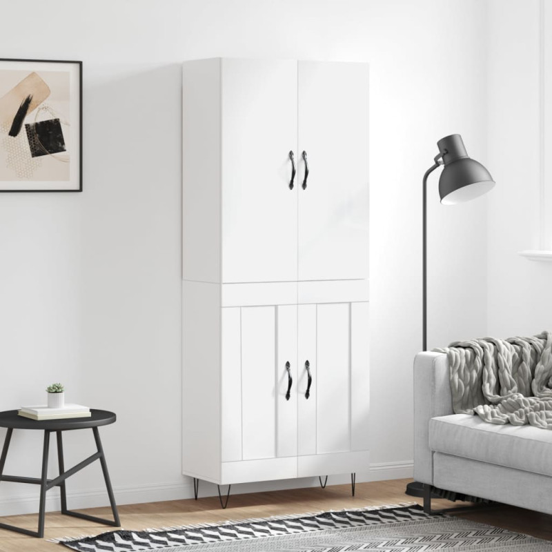 Witrynka biała połysk 69,5x34x180 cm materiał drewnopochodny