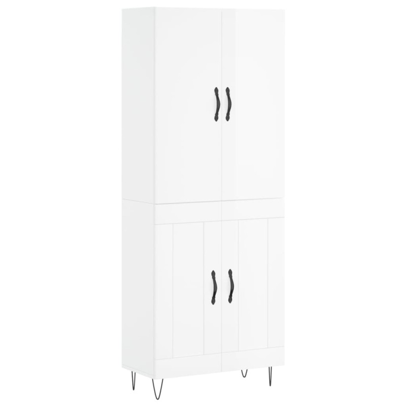 Witrynka biała połysk 69,5x34x180 cm materiał drewnopochodny