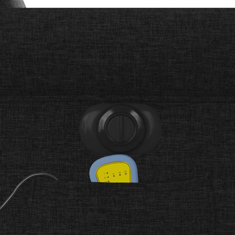 Rozkładany fotel masujący, elektryczny, czarny, tkanina