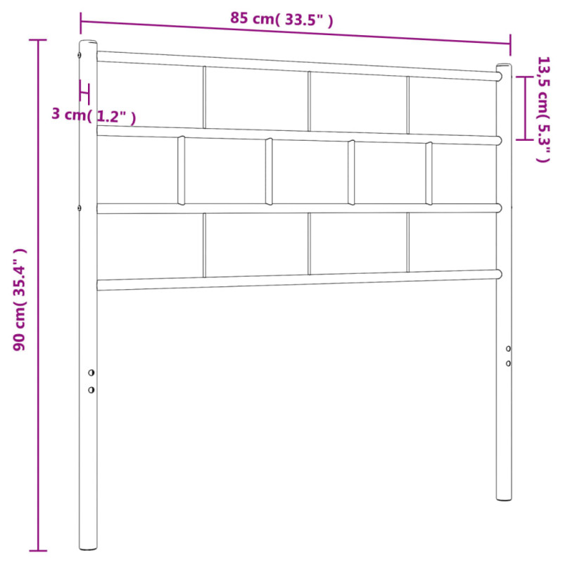 Metalowe wezgłowie, białe, 80 cm