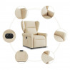 Podnoszony fotel masujący, elektryczny, rozkładany, kremowy