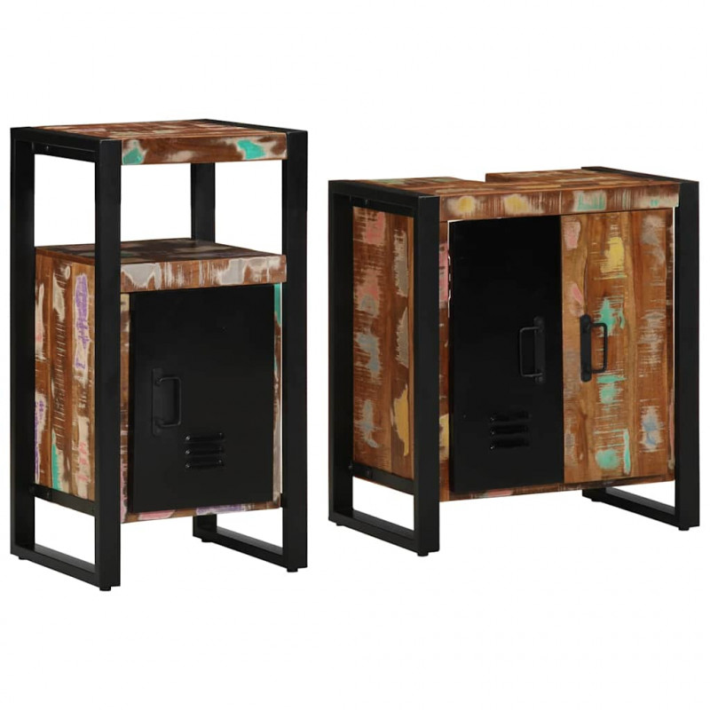 Zestaw mebli łazienkowych 2 pcs Lite Drewno Recyklingowe