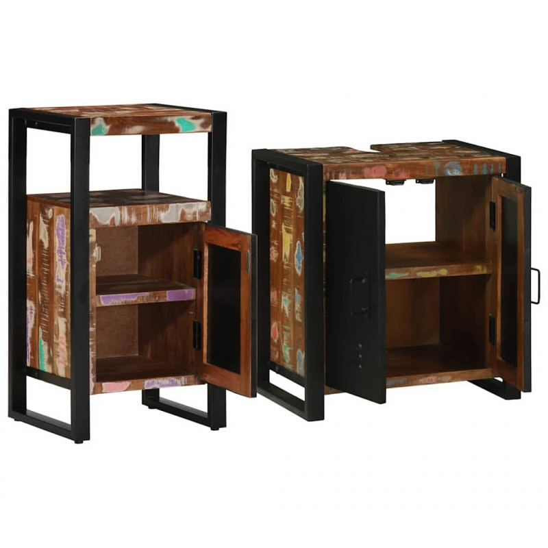 Zestaw mebli łazienkowych 2 pcs Lite Drewno Recyklingowe