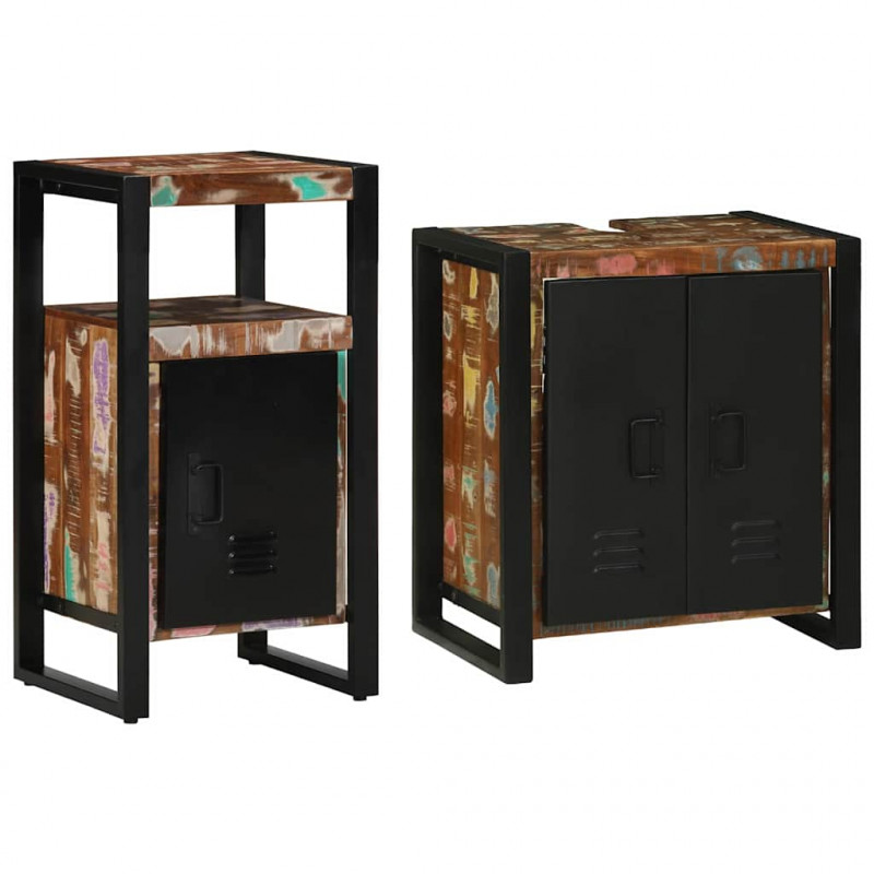 Zestaw mebli łazienkowych 2 pcs Lite Drewno Recyklingowe