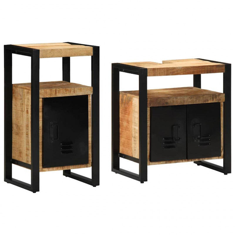 Zestaw mebli łazienkowych 2 pcs Twarde Szorstkie Drewno Mango