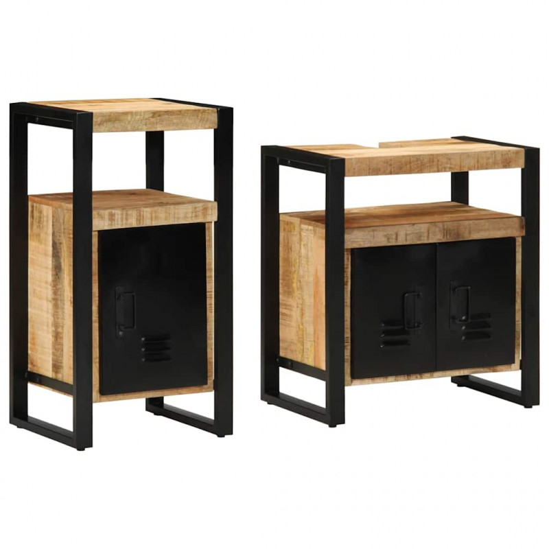Zestaw mebli łazienkowych 2 pcs Twarde Szorstkie Drewno Mango
